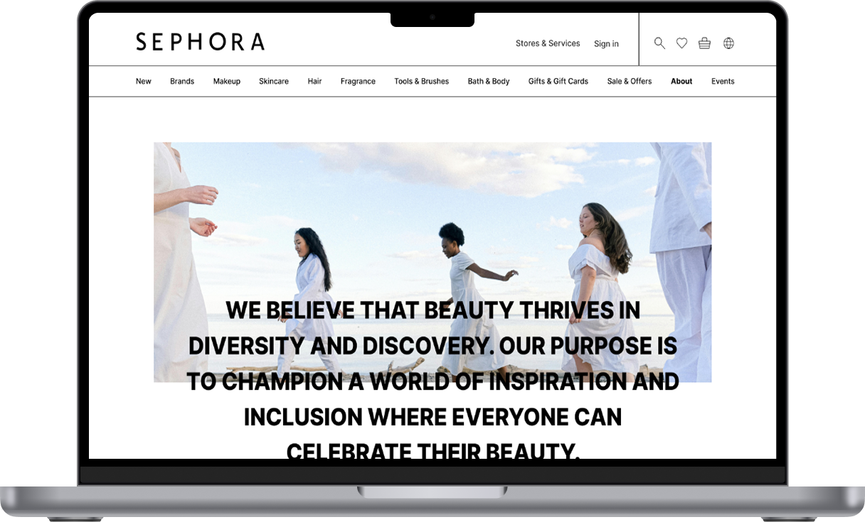 Sephora redesign preview on laptop mockup